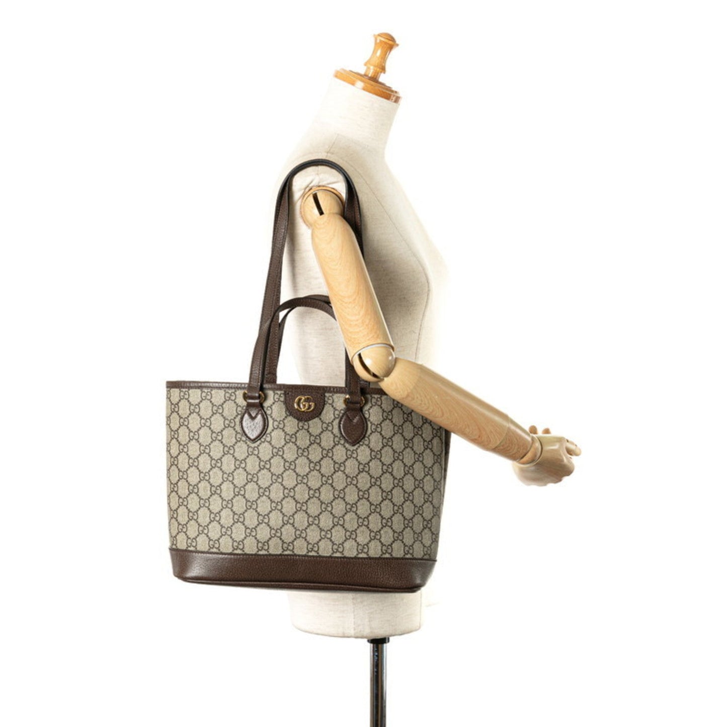 Gucci Beige Brown Pvc Leather Shoulder Bag Tote Bag
