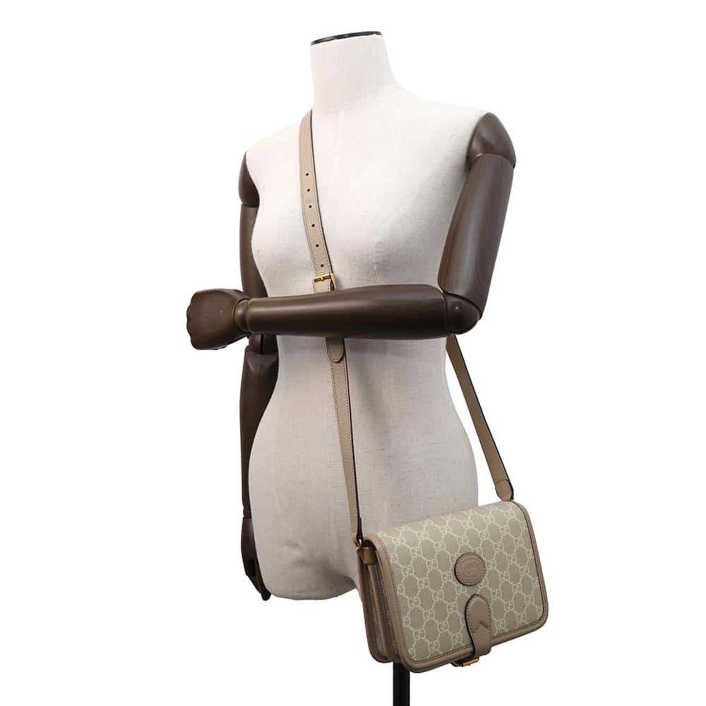 Gucci Beige Gg Supreme Leather Shoulder Bag