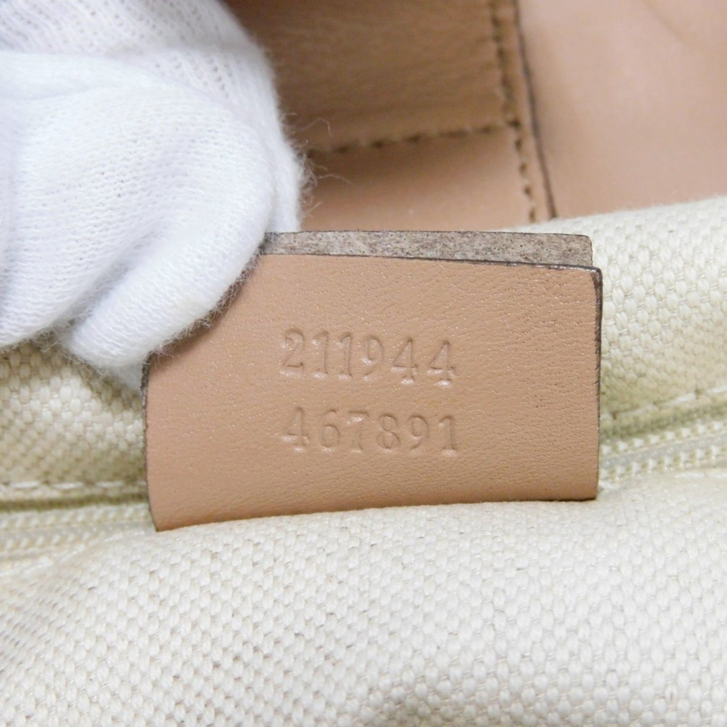 Gucci Beige Canvas Leather Handbag Tote Bag