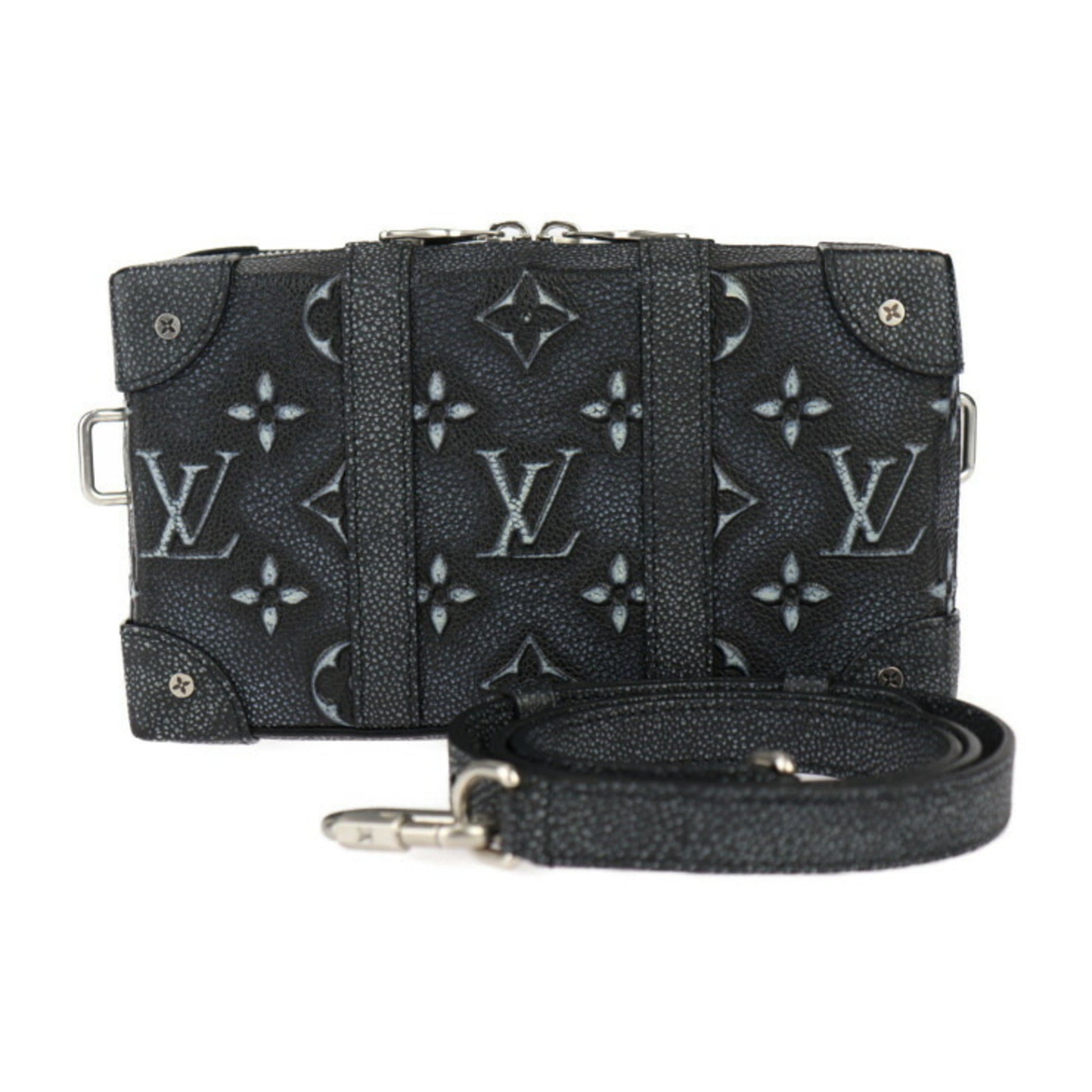 Louis Vuitton Black Leather Clutch Bag Pochette Shoulder Bag ()