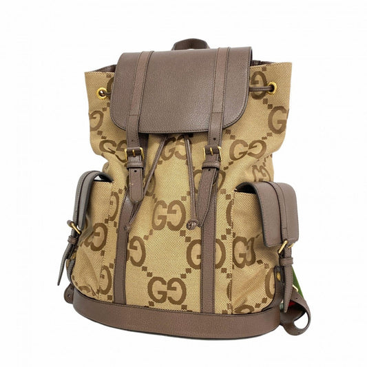 Gucci Brown Canvas Leather Backpack