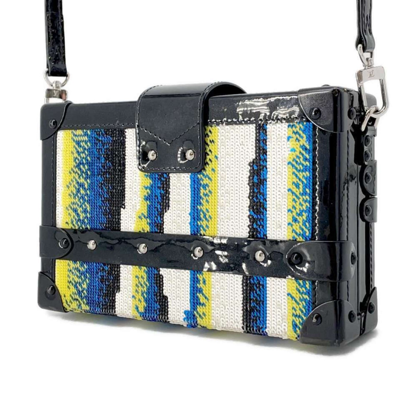 Louis Vuitton Black Multi-Color Noir White Spangles Patent Leather Shoulder Bag
