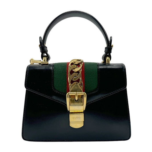 Gucci Black Leather Handbag Shoulder Bag ()