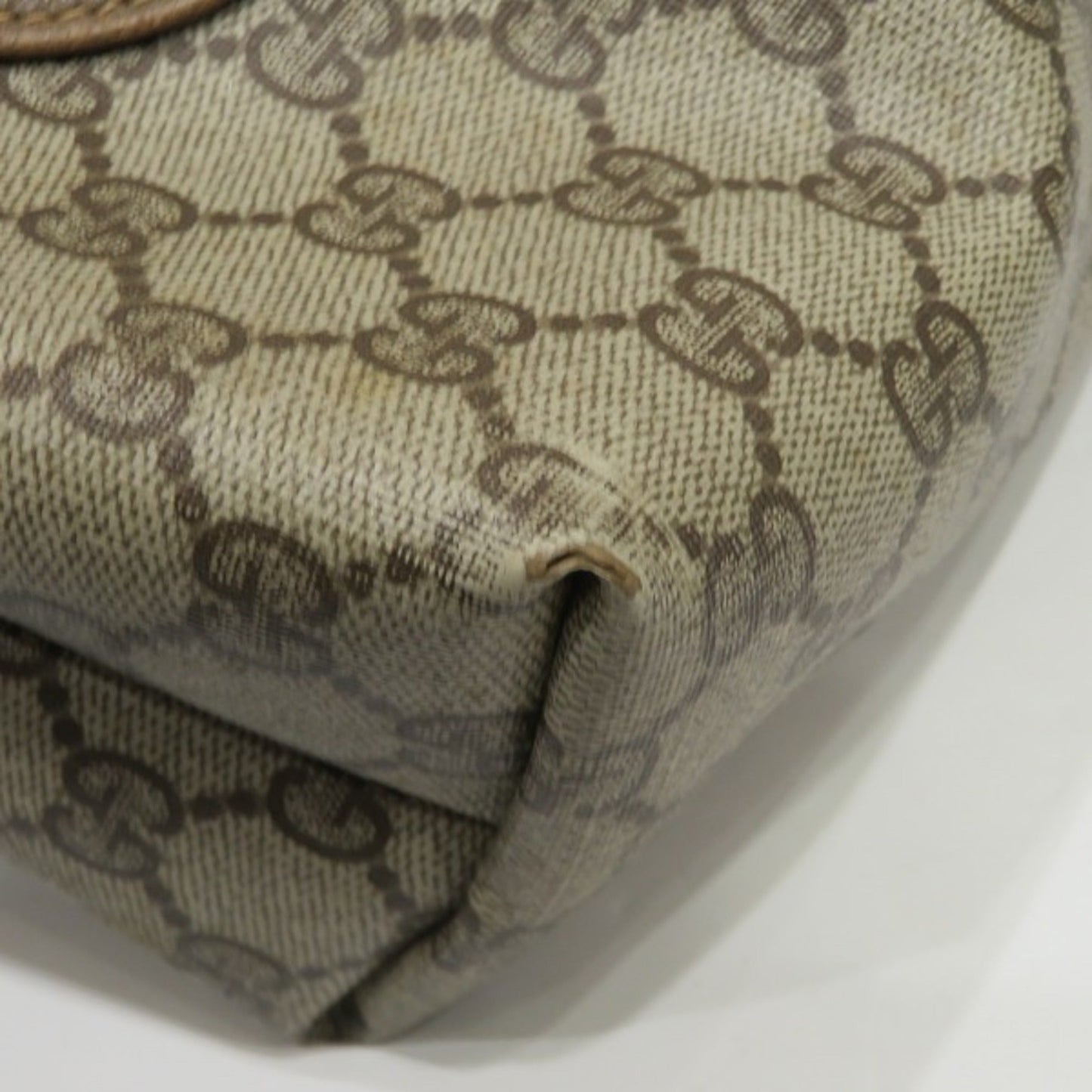 Gucci Beige Pvc Leather Shoulder Bag Tote Bag