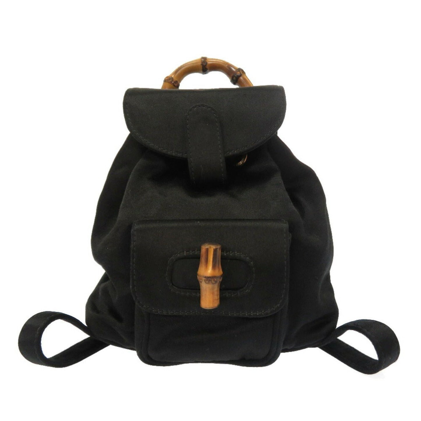 Gucci Black Bamboo Satin Backpack ()