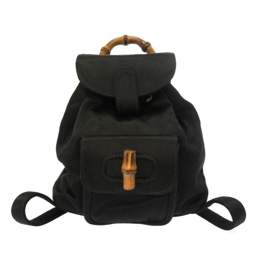 Gucci Black Bamboo Satin Backpack ()
