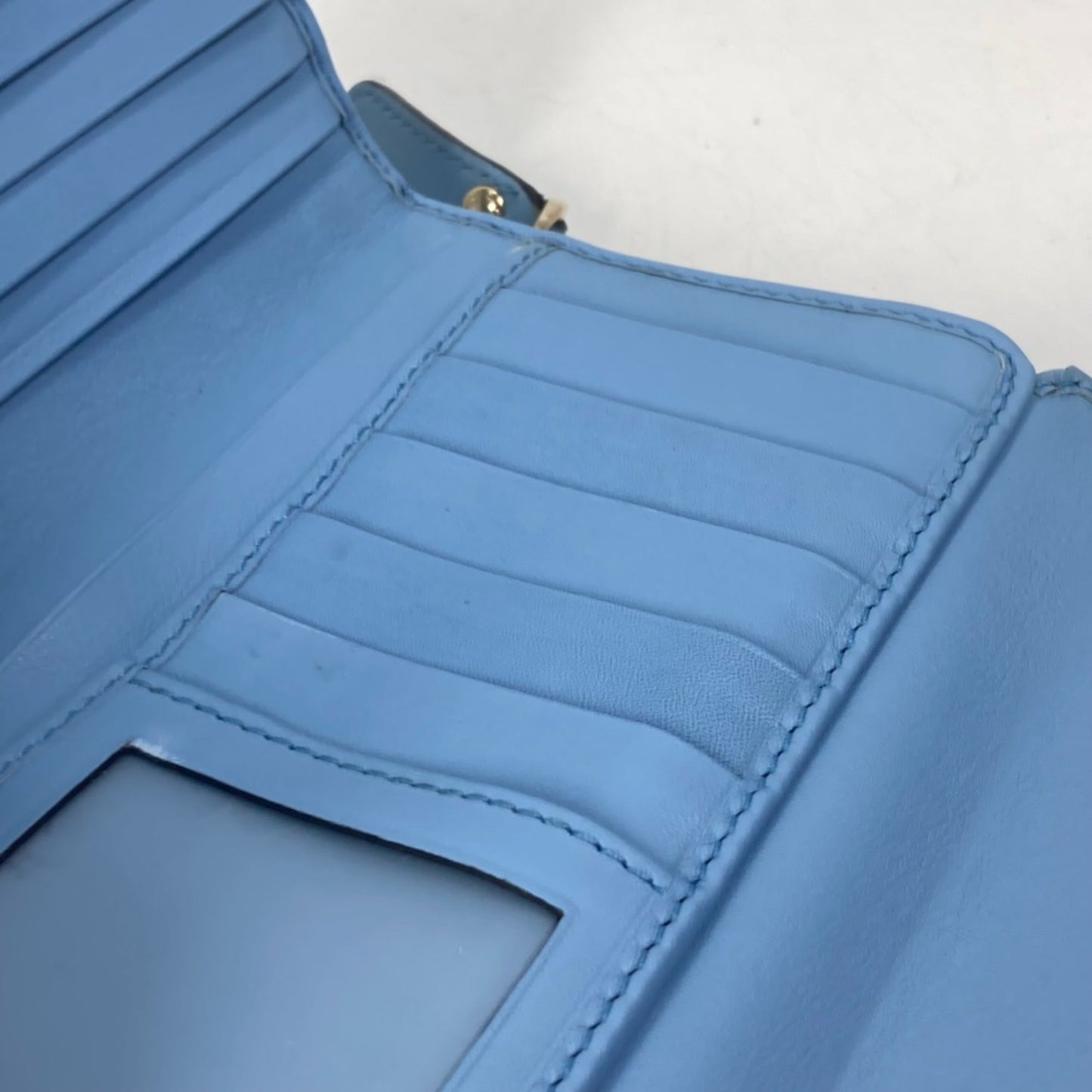 Gucci Blue Leather Long Wallet (Bi-Fold)