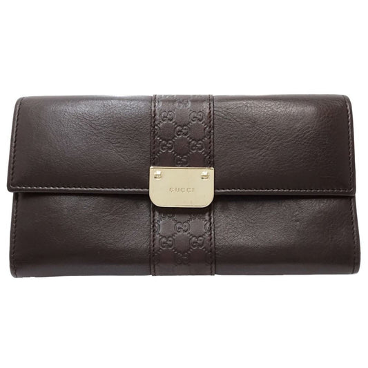 Gucci Dark Brown Leather Long Wallet (Bi-Fold) ()