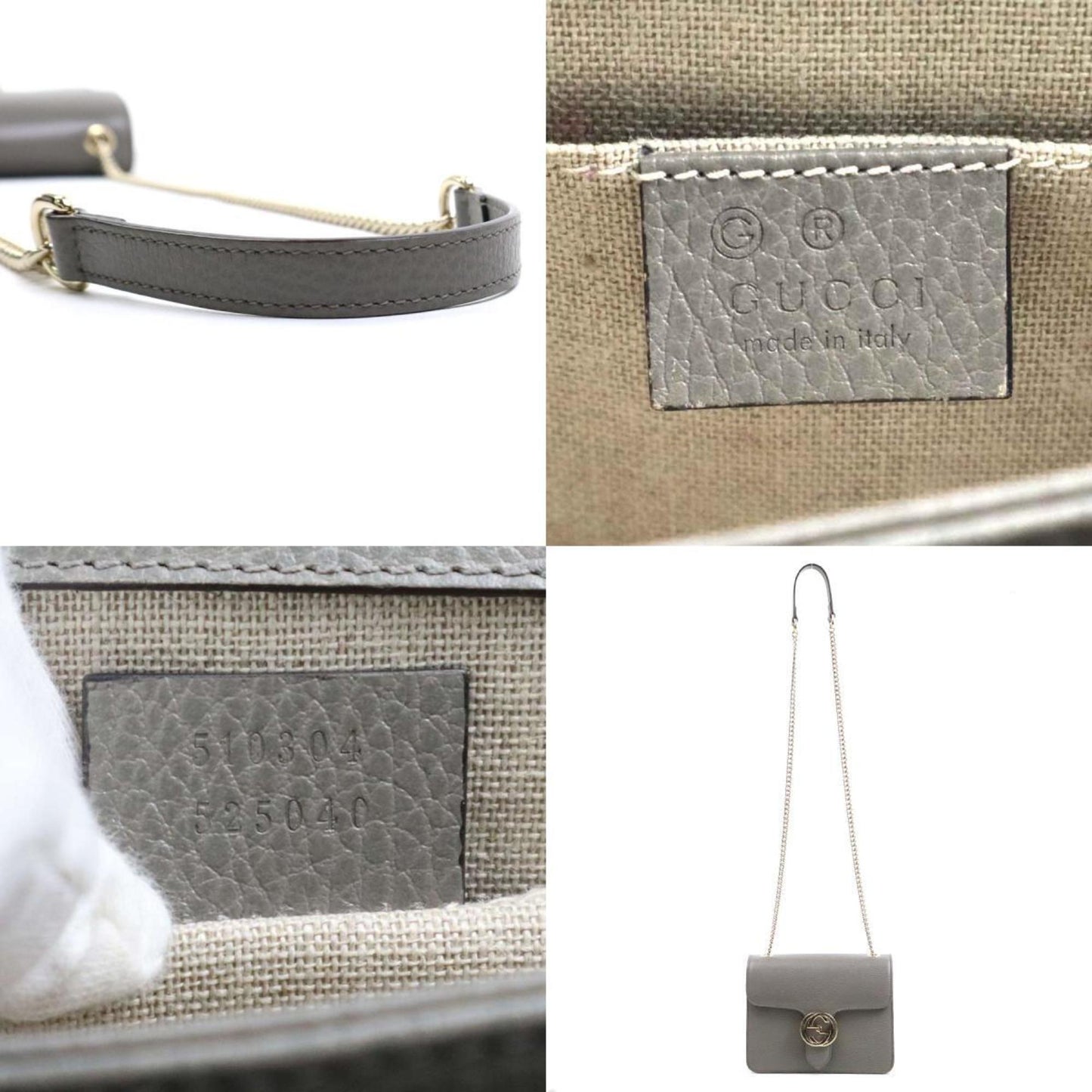 Gucci Gray Leather Metal Shoulder Bag
