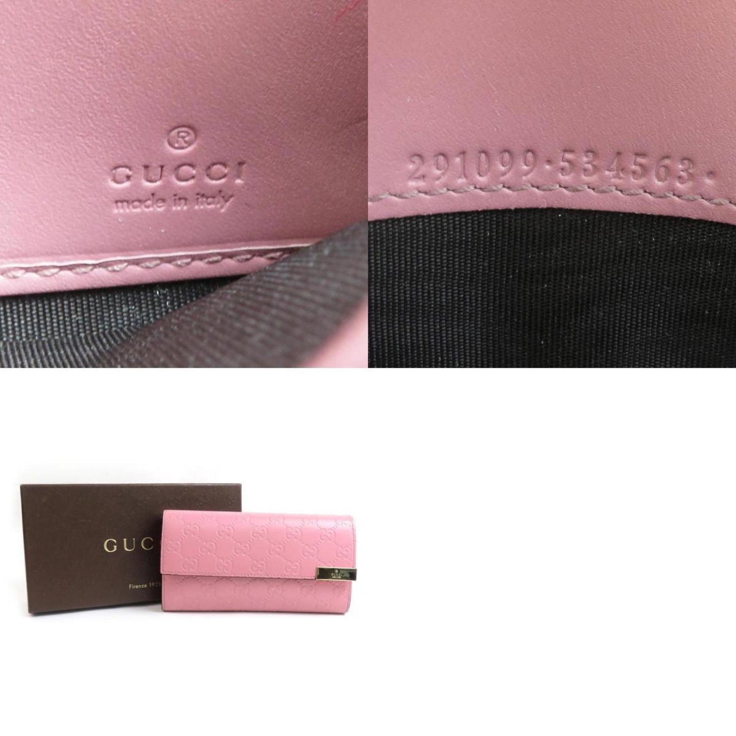 Gucci Pink Leather Long Wallet (Bi-Fold)