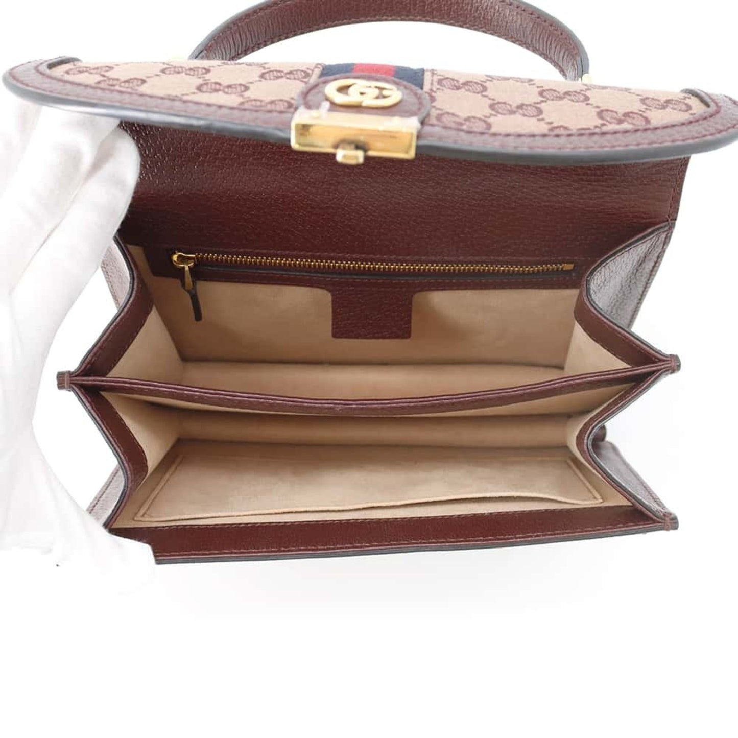 Gucci Bordeaux Canvas Leather Handbag Shoulder Bag