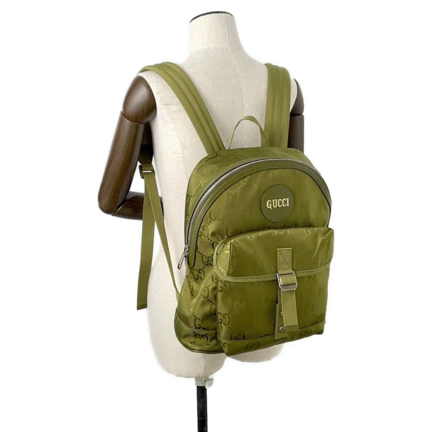 Gucci Khaki Nylon Leather Backpack