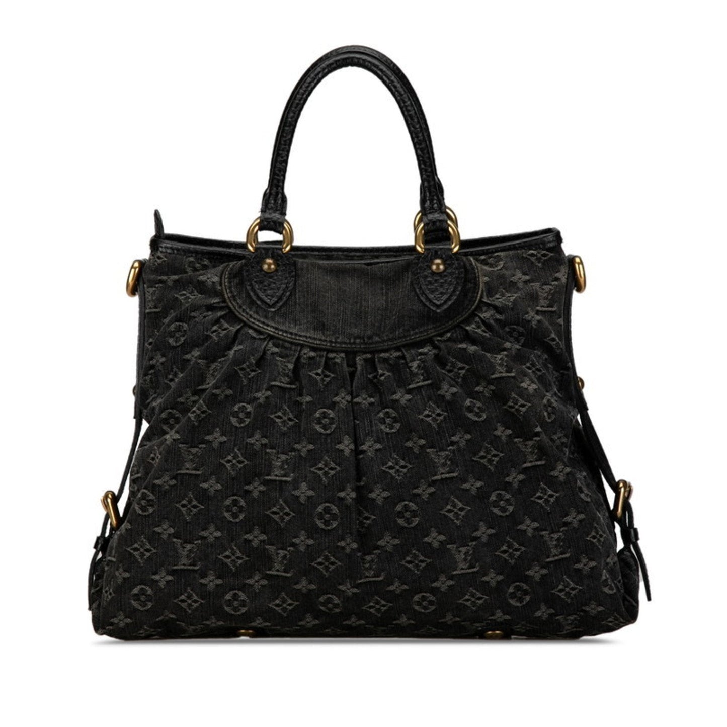 Louis Vuitton Black Noir Canvas Leather Handbag Shoulder Bag