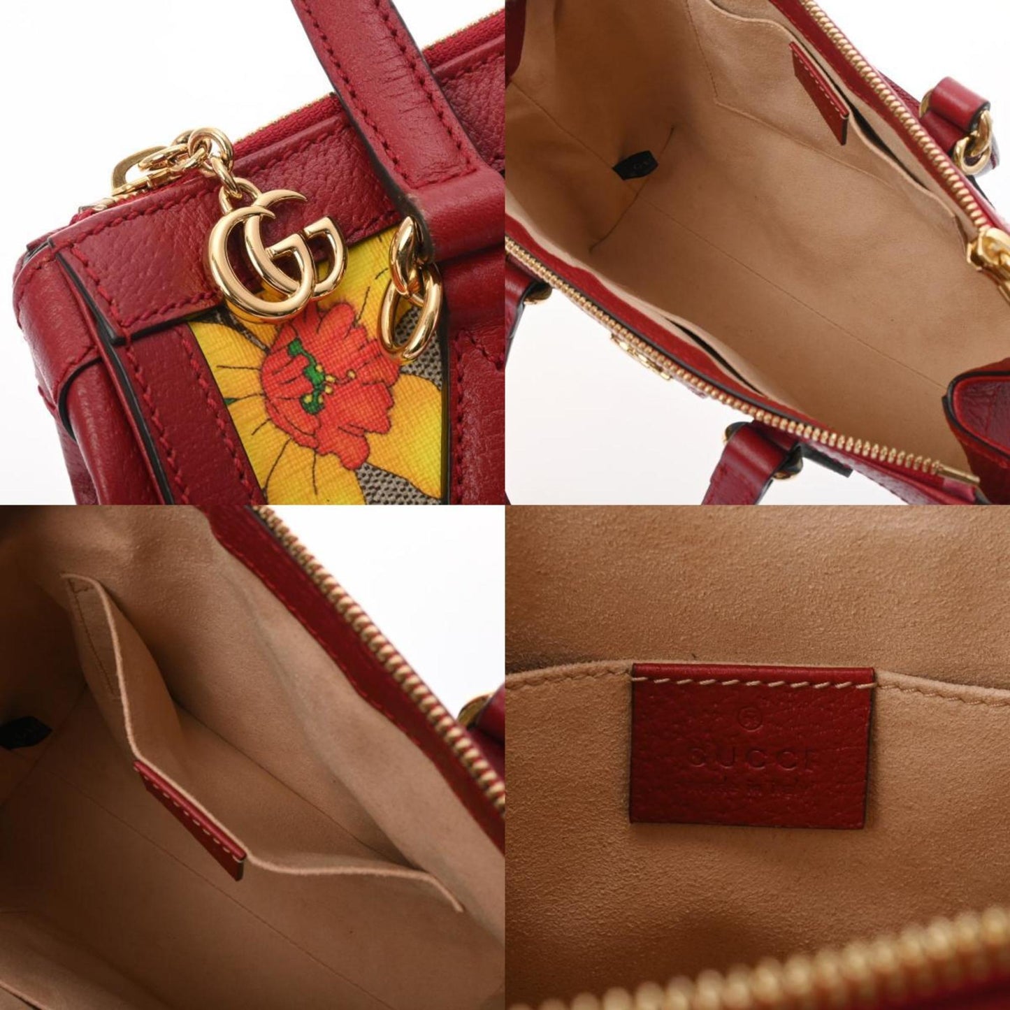 Gucci Multi-Color Red Color Gg Supreme Canvas Leather Handbag