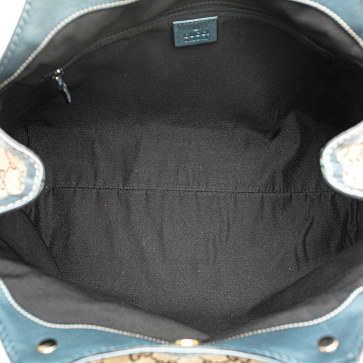 Gucci Gg Canvas Beige Blue Canvas Leather Handbag Tote Bag