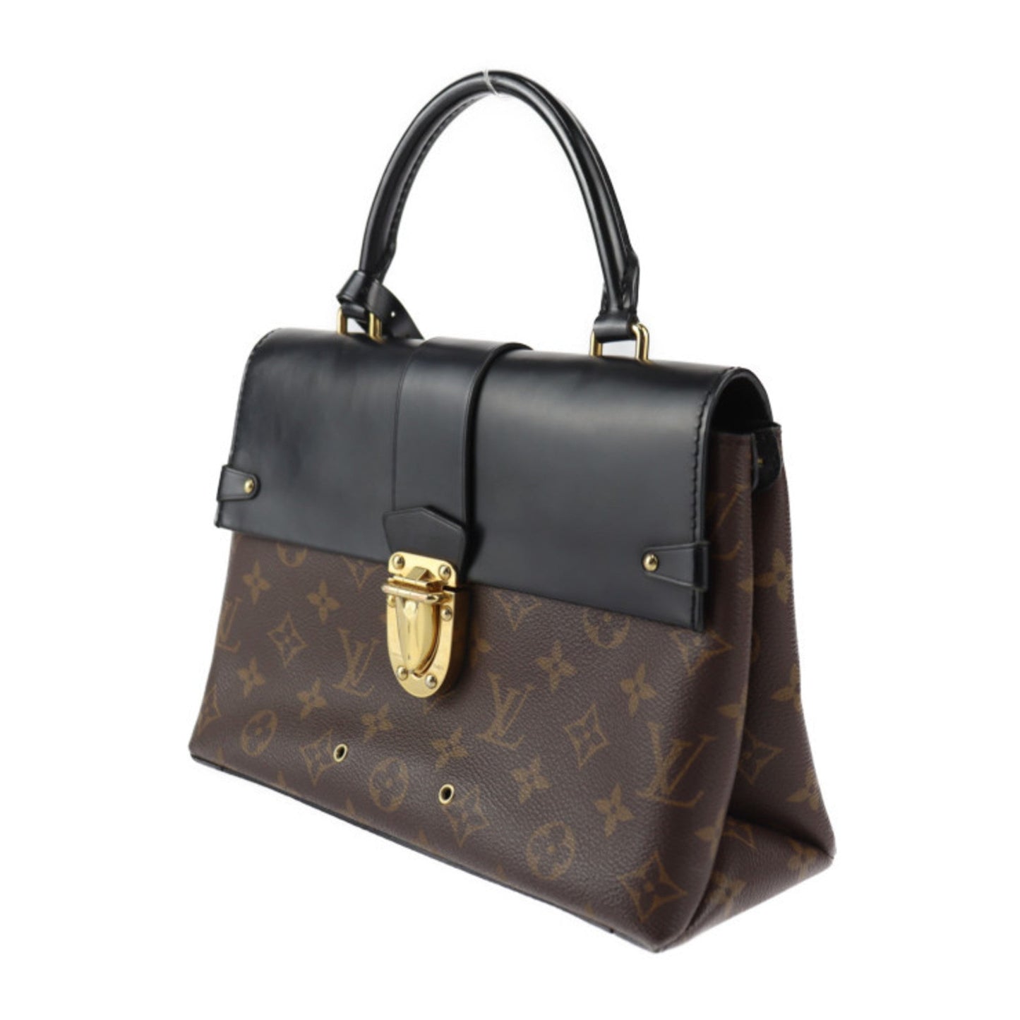 Louis Vuitton Black Brown Monogram Handbag Shoulder Bag Tote Bag