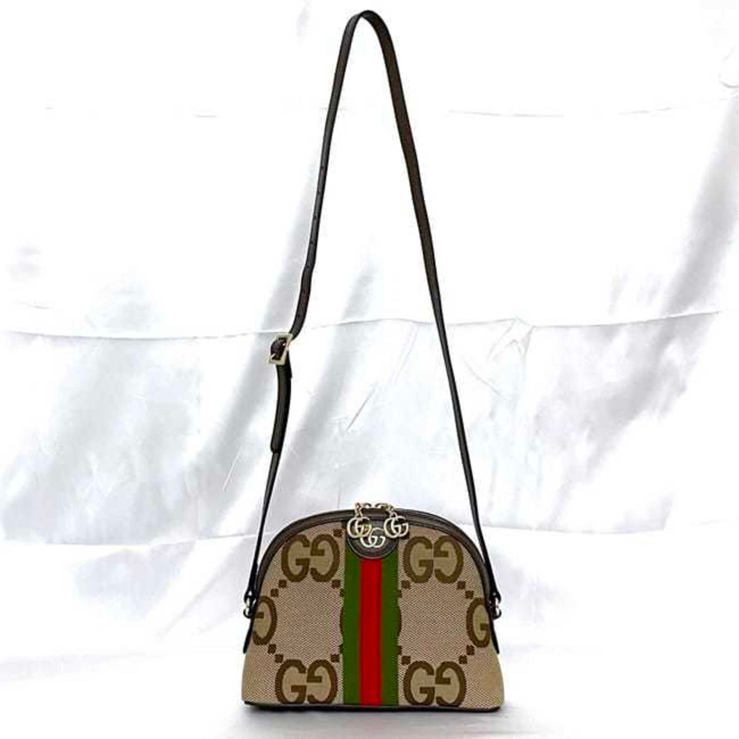 Gucci Beige Brown Canvas Leather Pochette Shoulder Bag