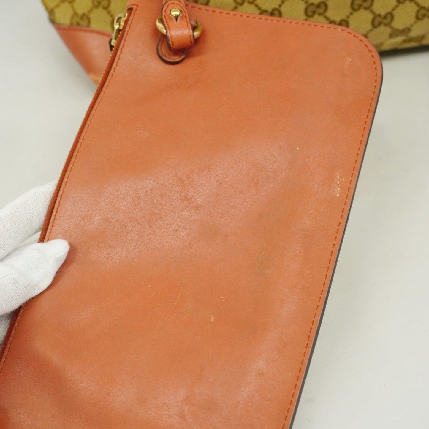 Gucci Brown Red Color Canvas Tote Bag