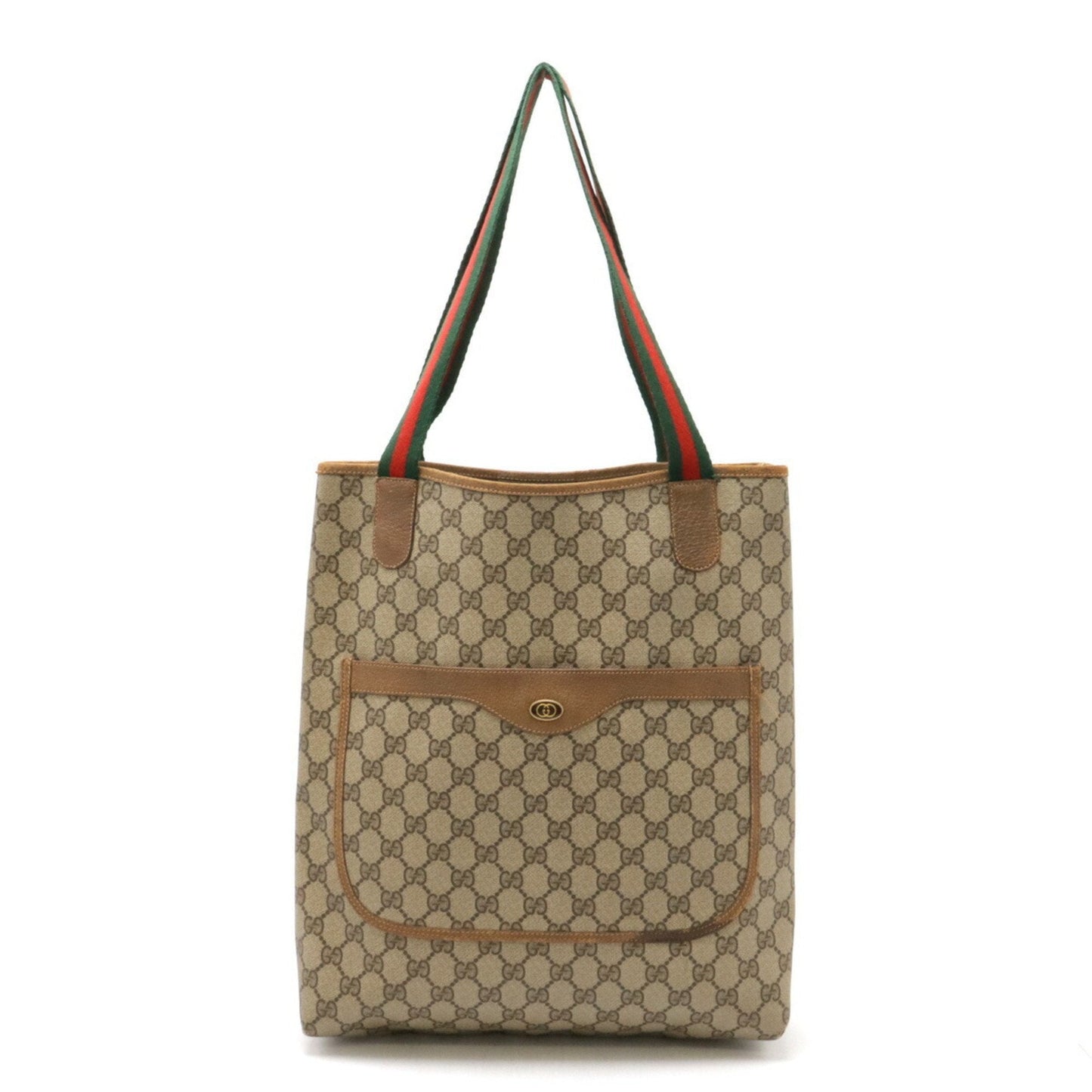 Gucci Brown Green Red Color Pvc Leather Shoulder Bag Tote Bag