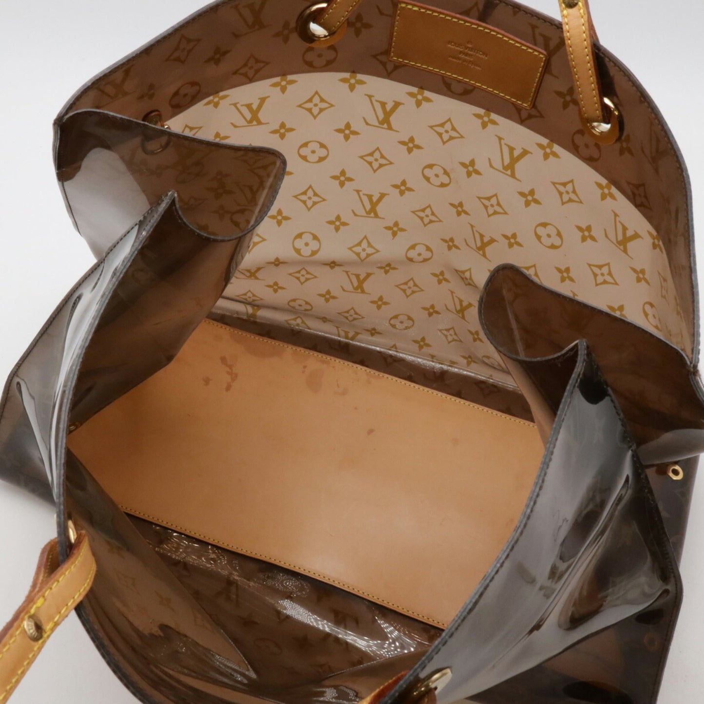 Louis Vuitton Brown Clear Vinyl Leather Beach Bag Shoulder Bag Tote Bag