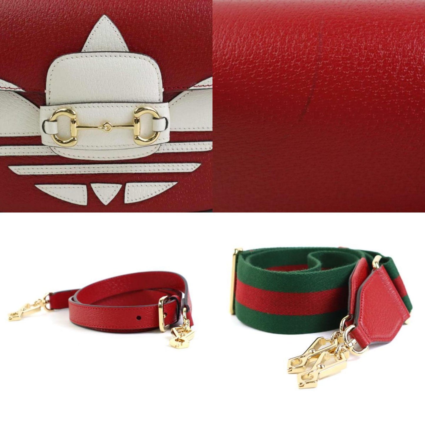 Gucci Red Color White Leather Shoulder Bag