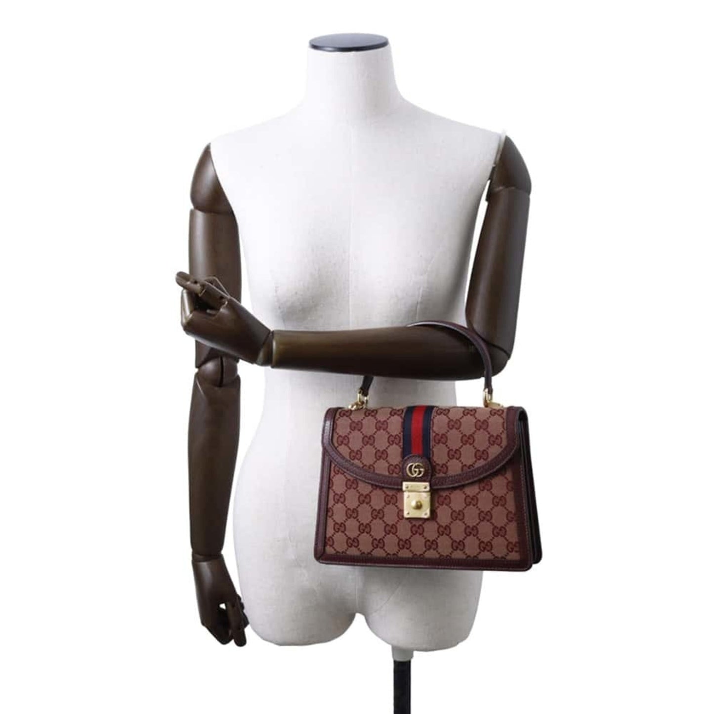 Gucci Bordeaux Canvas Leather Handbag Shoulder Bag