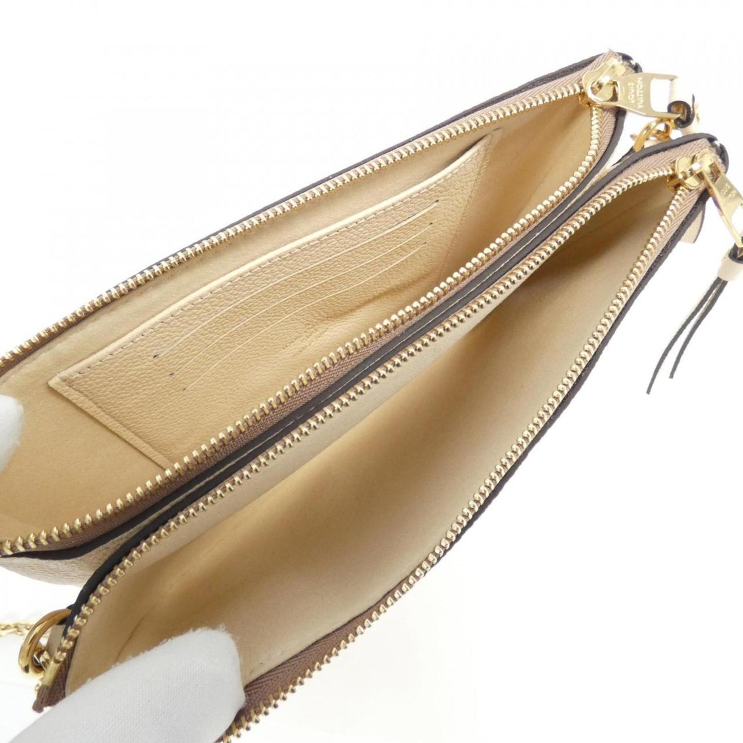 Louis Vuitton Cream Leather Pochette Shoulder Bag