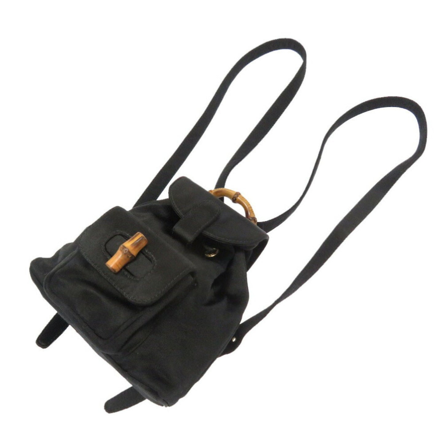 Gucci Black Bamboo Satin Backpack