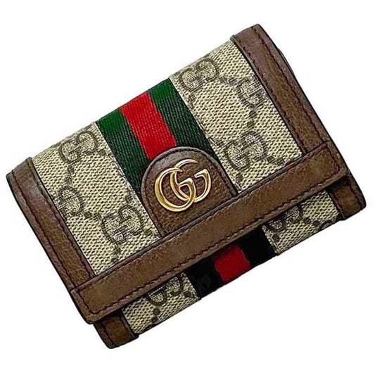 Gucci Beige Brown Pvc Canvas Leather Wallet (Tri-Fold) ()