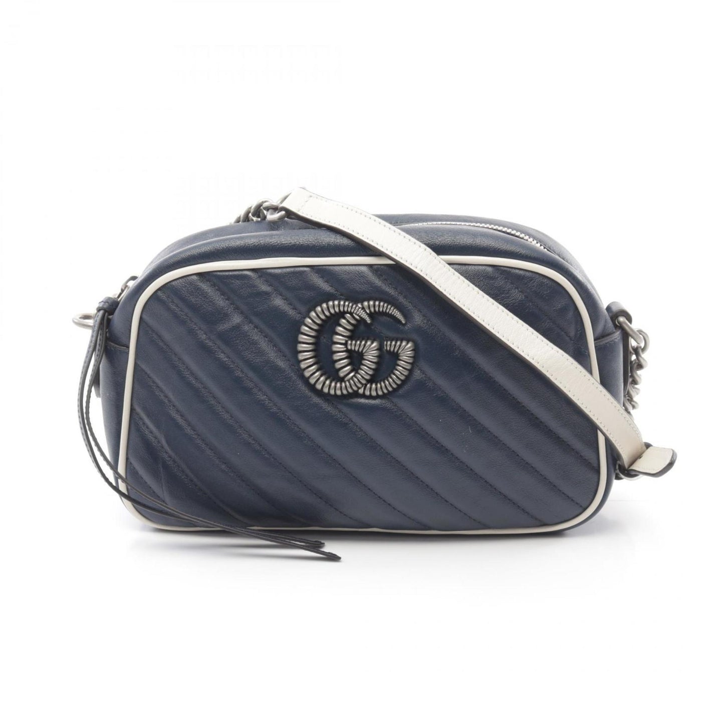 Gucci Blue White Leather Shoulder Bag ()
