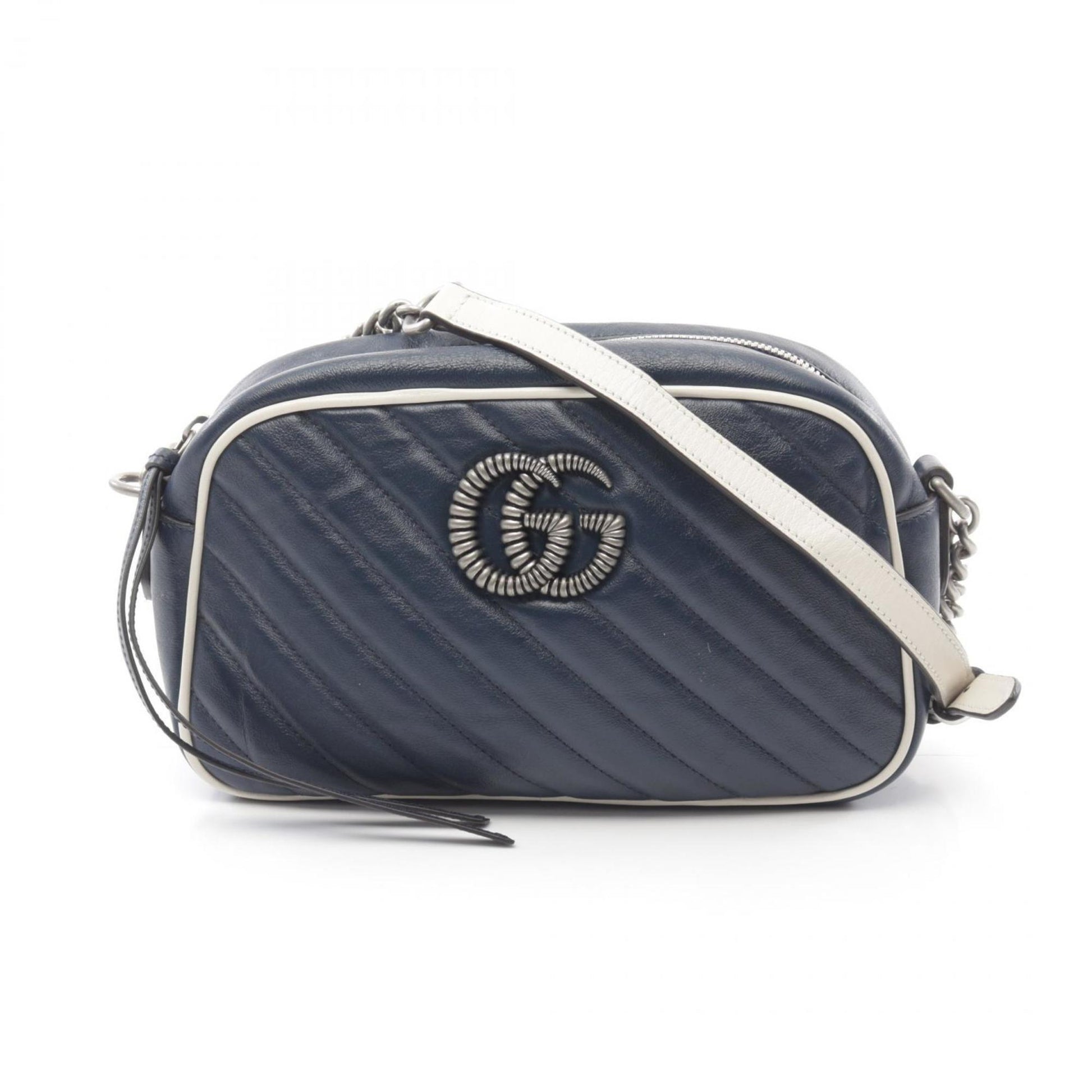 Gucci Blue White Leather Shoulder Bag ()