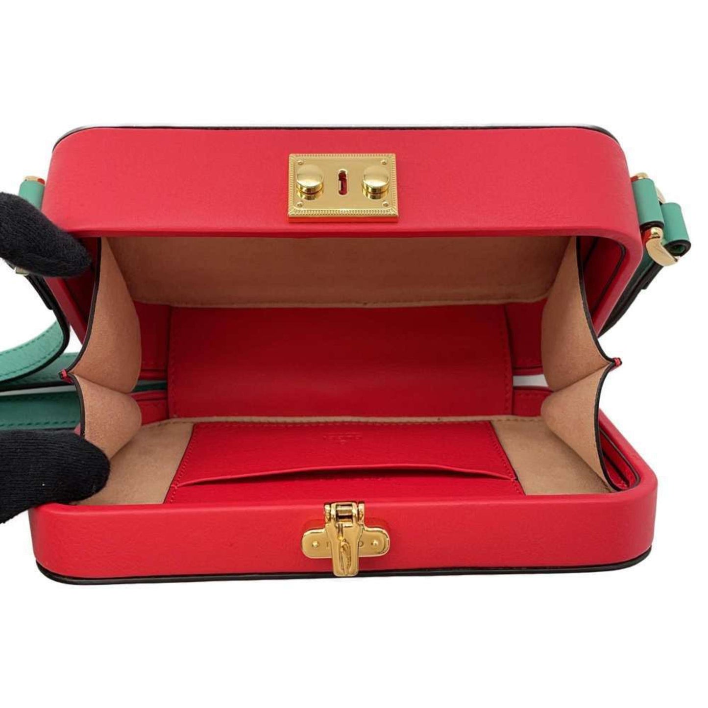 Gucci Green Red Color Leather Shoulder Bag