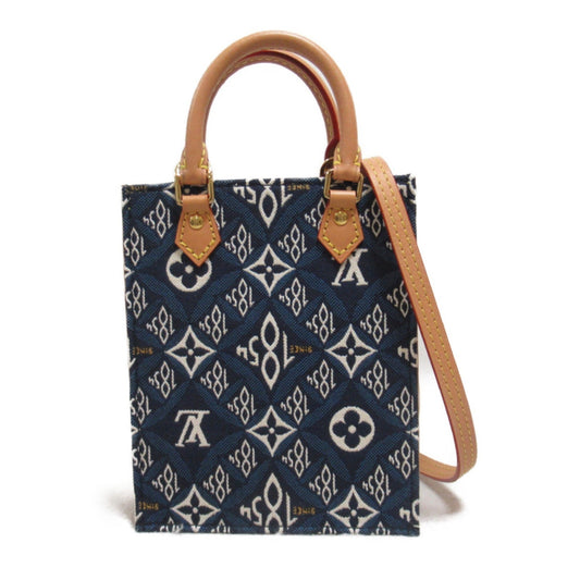 Louis Vuitton Blue Fabric Monogram Leather Shoulder Bag ()