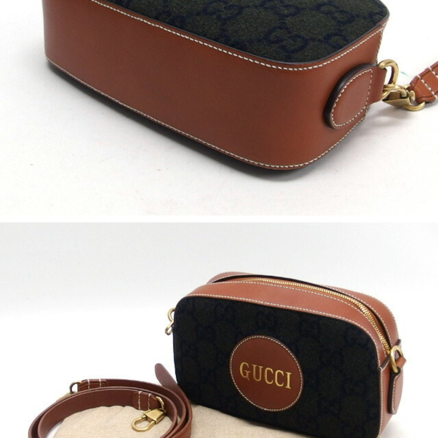 Gucci Brown Charcoal Gray Gray Brown Wool Messenger Bag Shoulder Bag