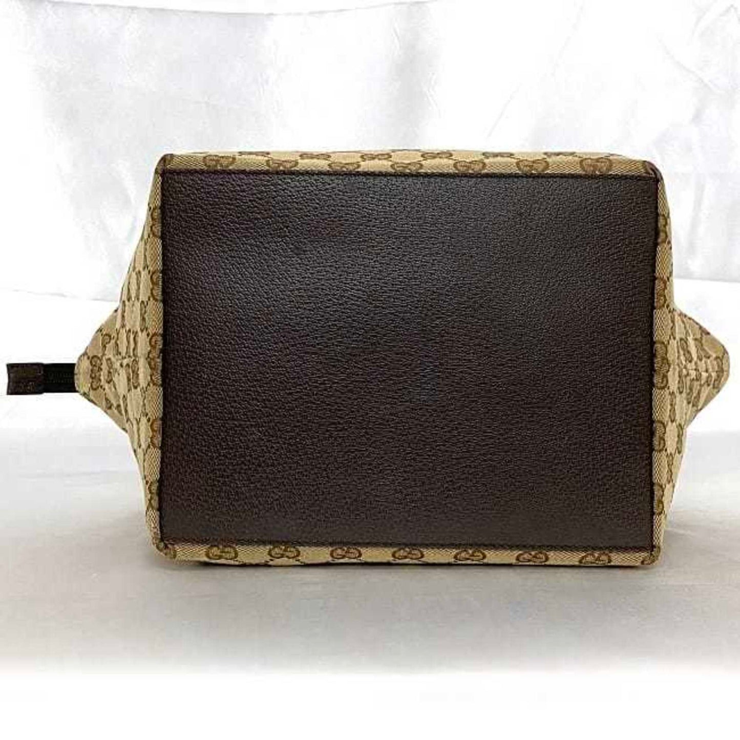 Gucci Beige Brown Canvas Leather Handbag Tote Bag