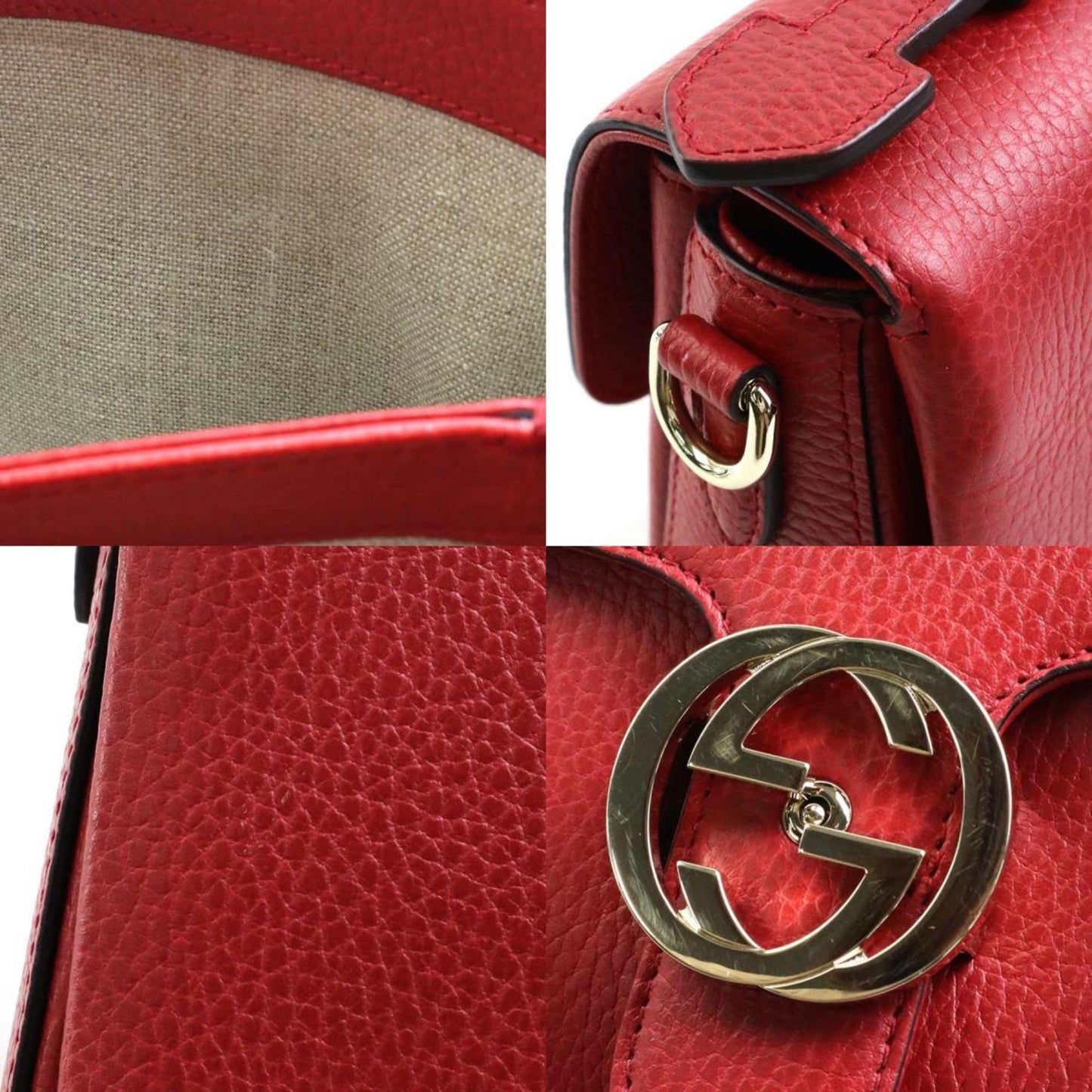 Gucci Dark Red Gold Leather Metal Handbag Shoulder Bag
