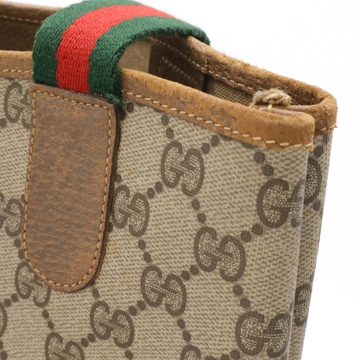 Gucci Brown Green Red Color Pvc Leather Shoulder Bag Tote Bag