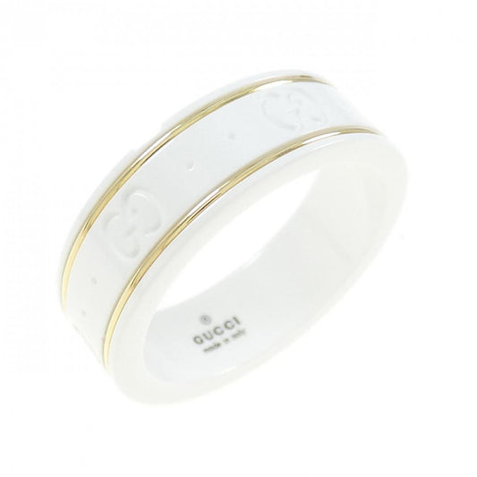 Gucci White Yellow Gold Ceramic Yellow Gold (18K) Band Ring