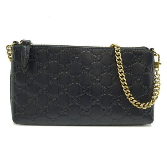 Gucci Black Micro Gg Leather Pouch ()