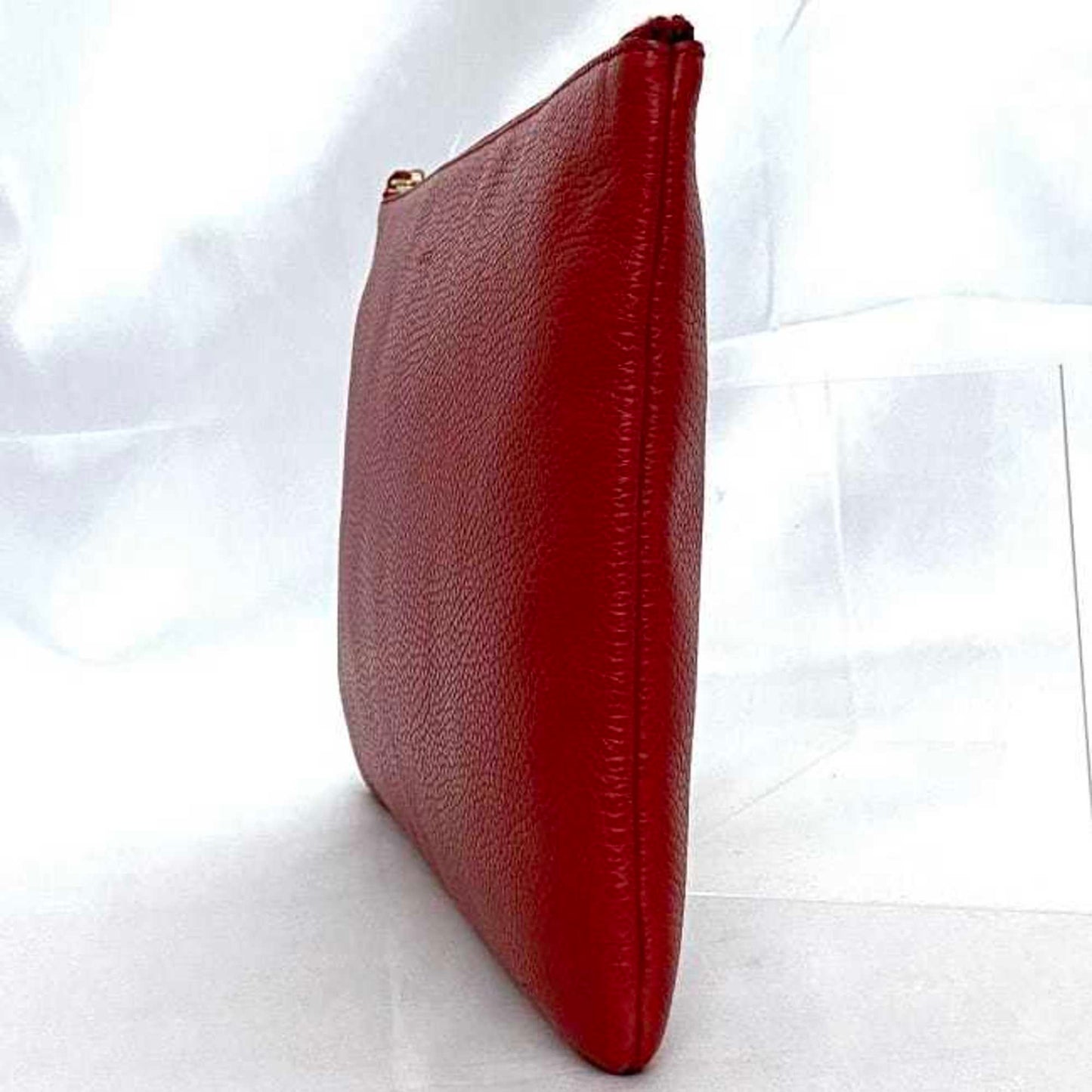 Gucci Red Color Bamboo Leather Clutch Bag Handbag