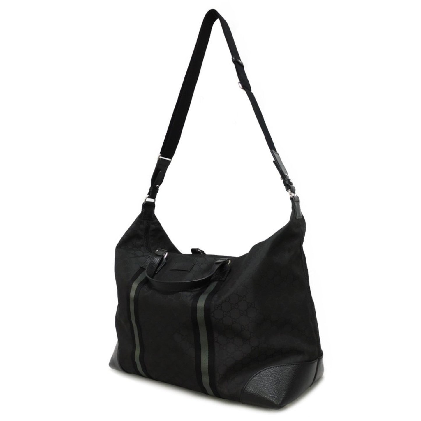 Gucci Black Nylon Canvas Leather Boston Bag Handbag Shoulder Bag