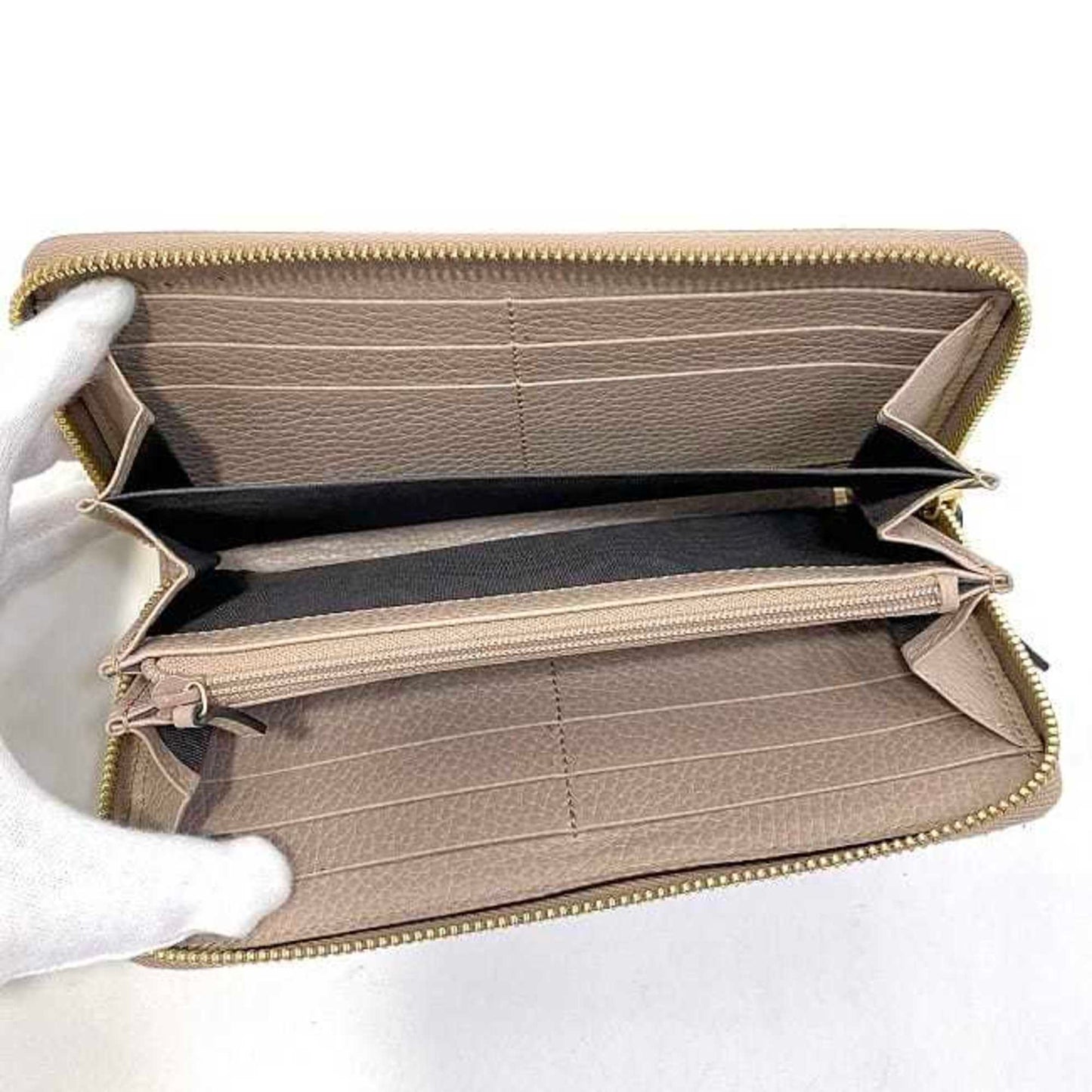 Gucci Pink Beige Leather Long Wallet (Bi-Fold)