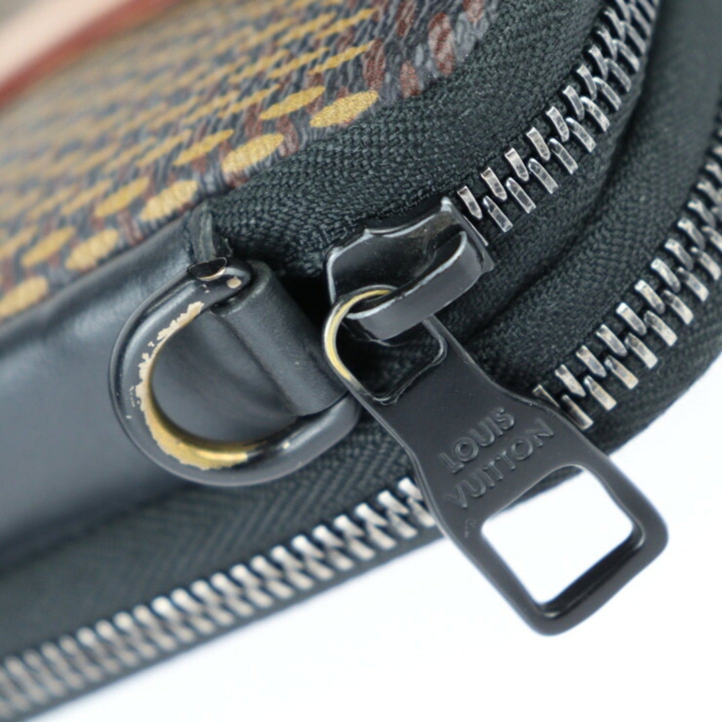 Louis Vuitton Damier Black Ebene Multi-Color Damier Canvas Leather Clutch Bag Fanny Pack Shoulder Bag