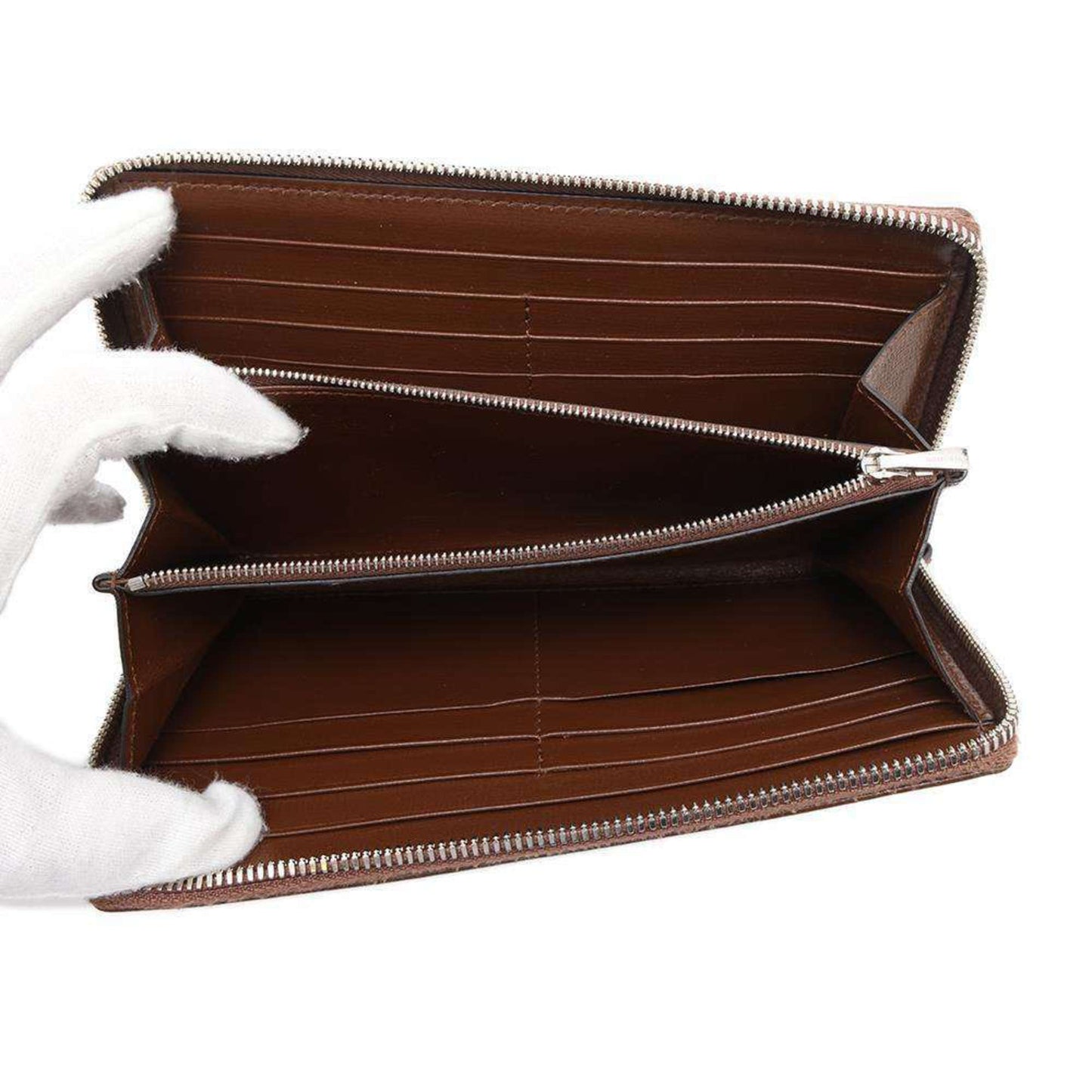Gucci Beige Brown Canvas Leather Long Wallet (Bi-Fold)