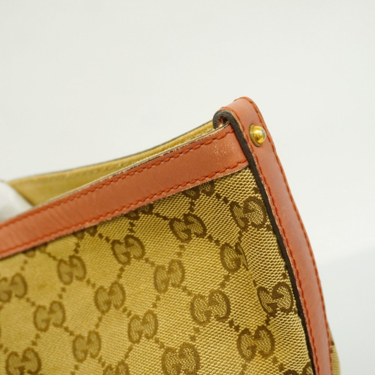 Gucci Brown Red Color Canvas Tote Bag