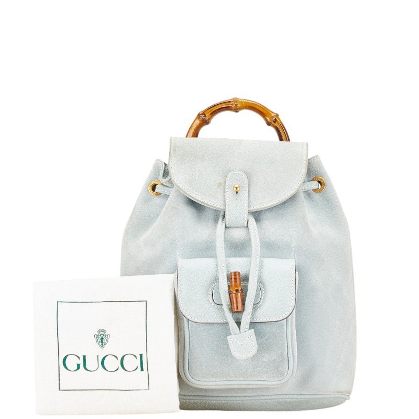 Gucci Light Blue Leather Suede Backpack