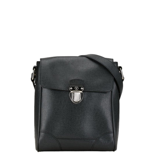 Louis Vuitton Taiga Ardoise Black Leather Shoulder Bag ()