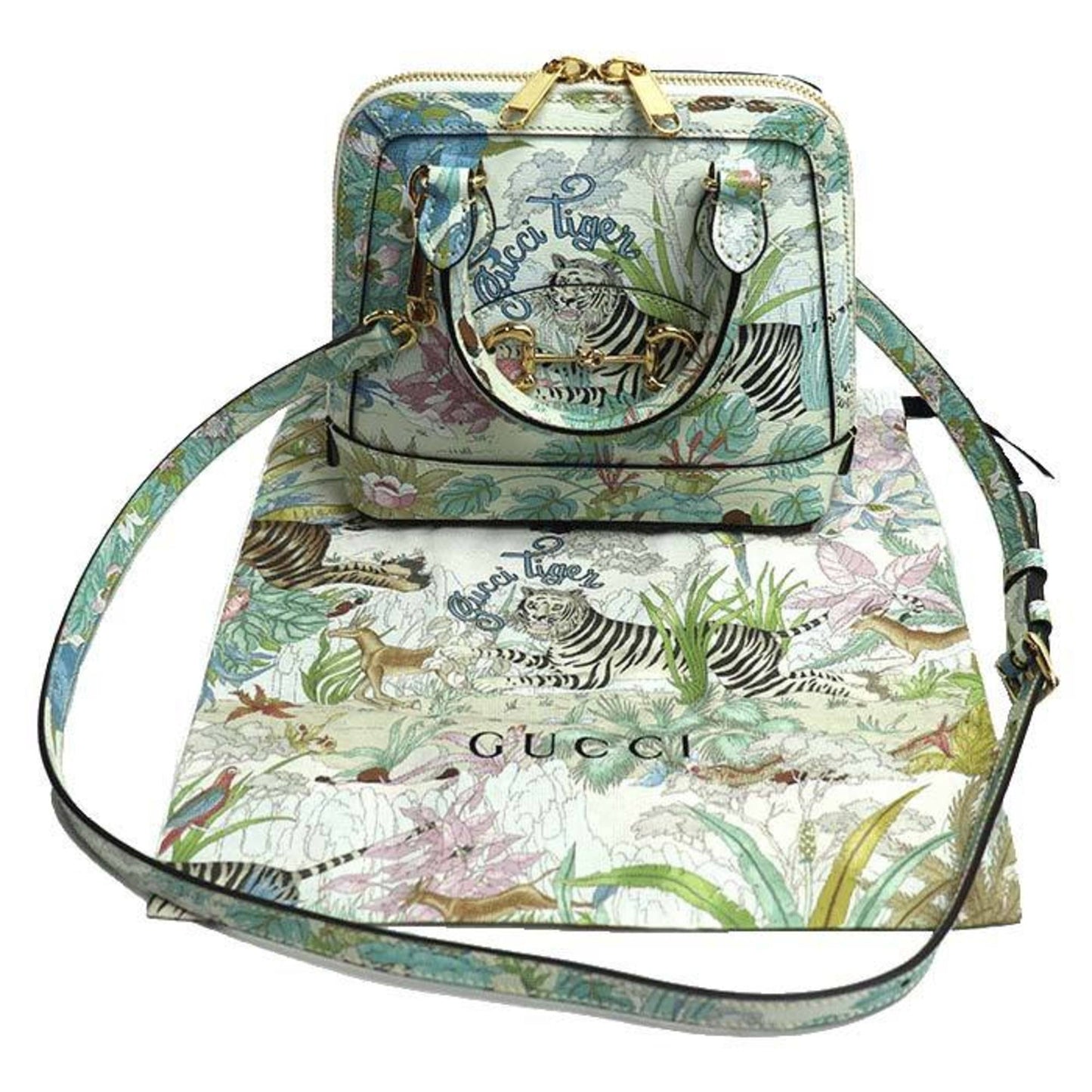 Gucci Horsebit Multi-Color White Leather Shoulder Bag