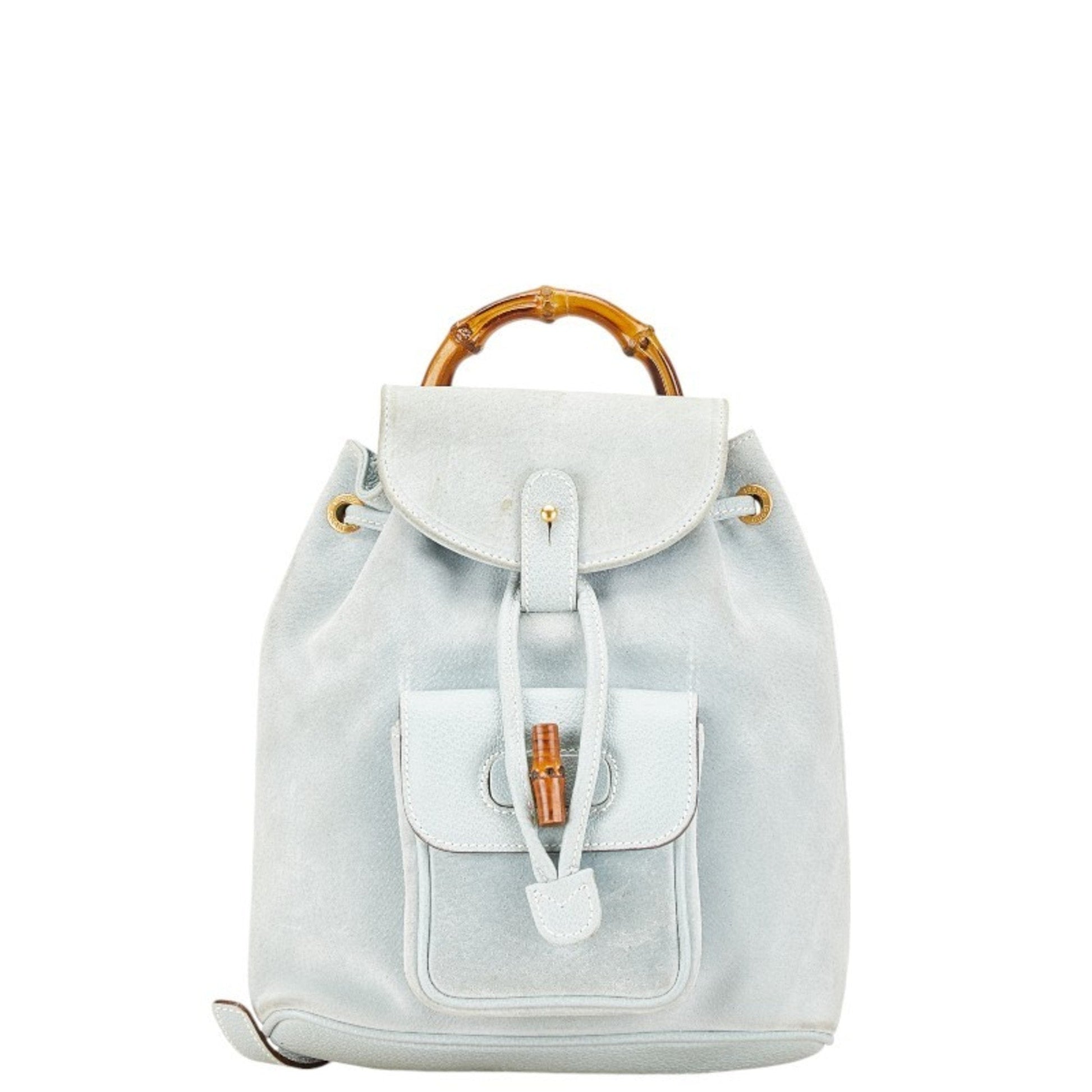 Gucci Light Blue Leather Suede Backpack ()