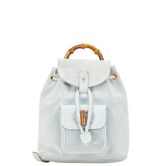Gucci Light Blue Leather Suede Backpack ()
